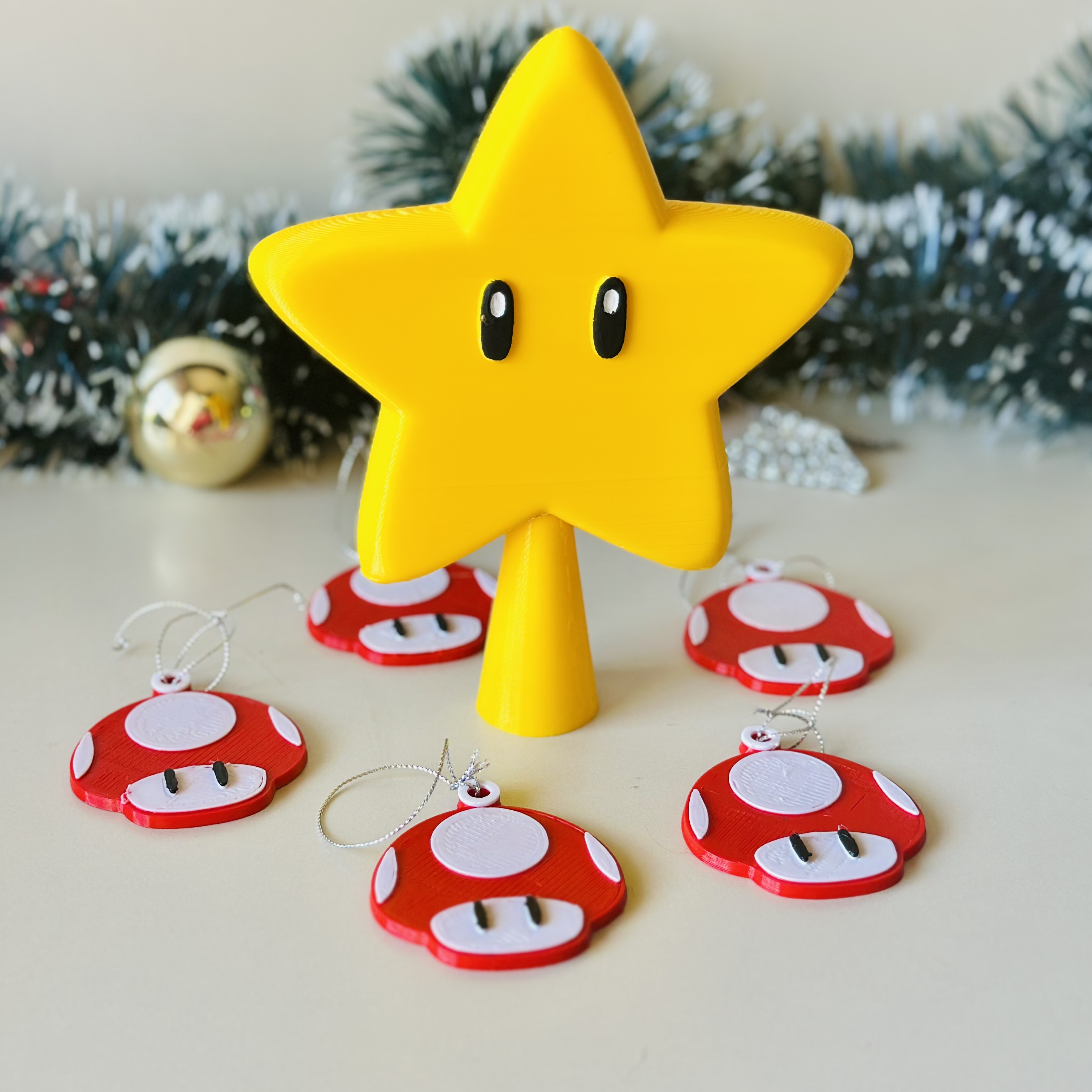 Set 6 adornos esterlla Mario Bros